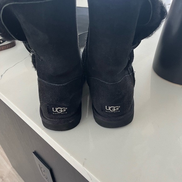 Black UGG booties with a button on side. Good condition. Inside like new. - Picture 5 of 7